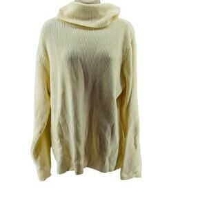 Liz Claiborne Cream Ribbed Sweater Turtleneck Pullover Womens Xlarge
